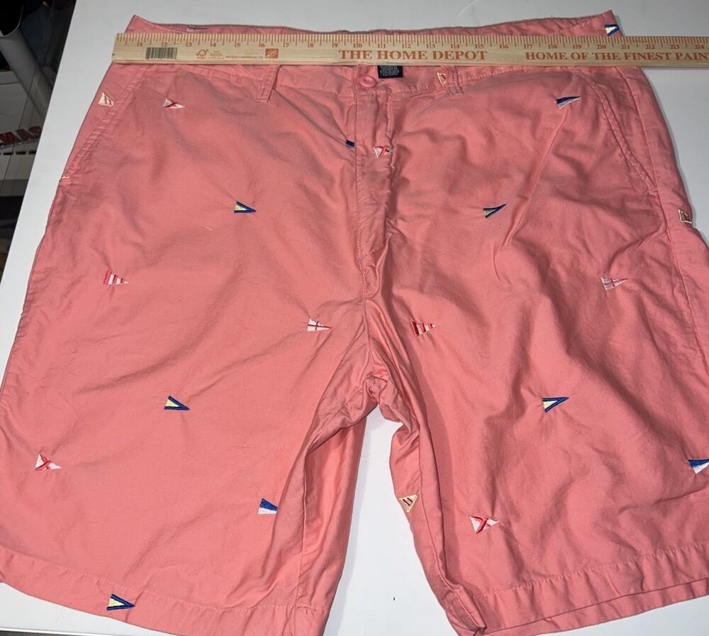 Caribbean Joe Island mens 42 coral-pink cotton shorts nautical embroidered Theme